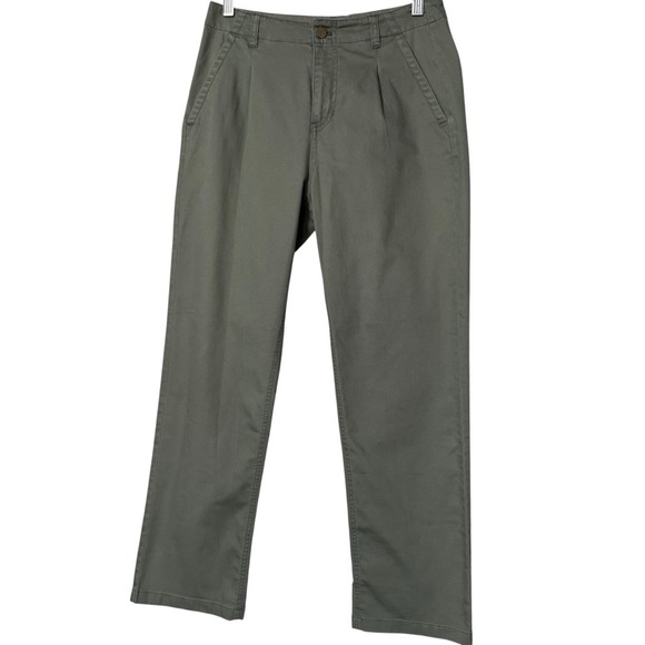 L.L. Bean Signature Chino Pants Women’s 4 Olive Green 100% Cotton Straight Leg - Picture 2 of 8